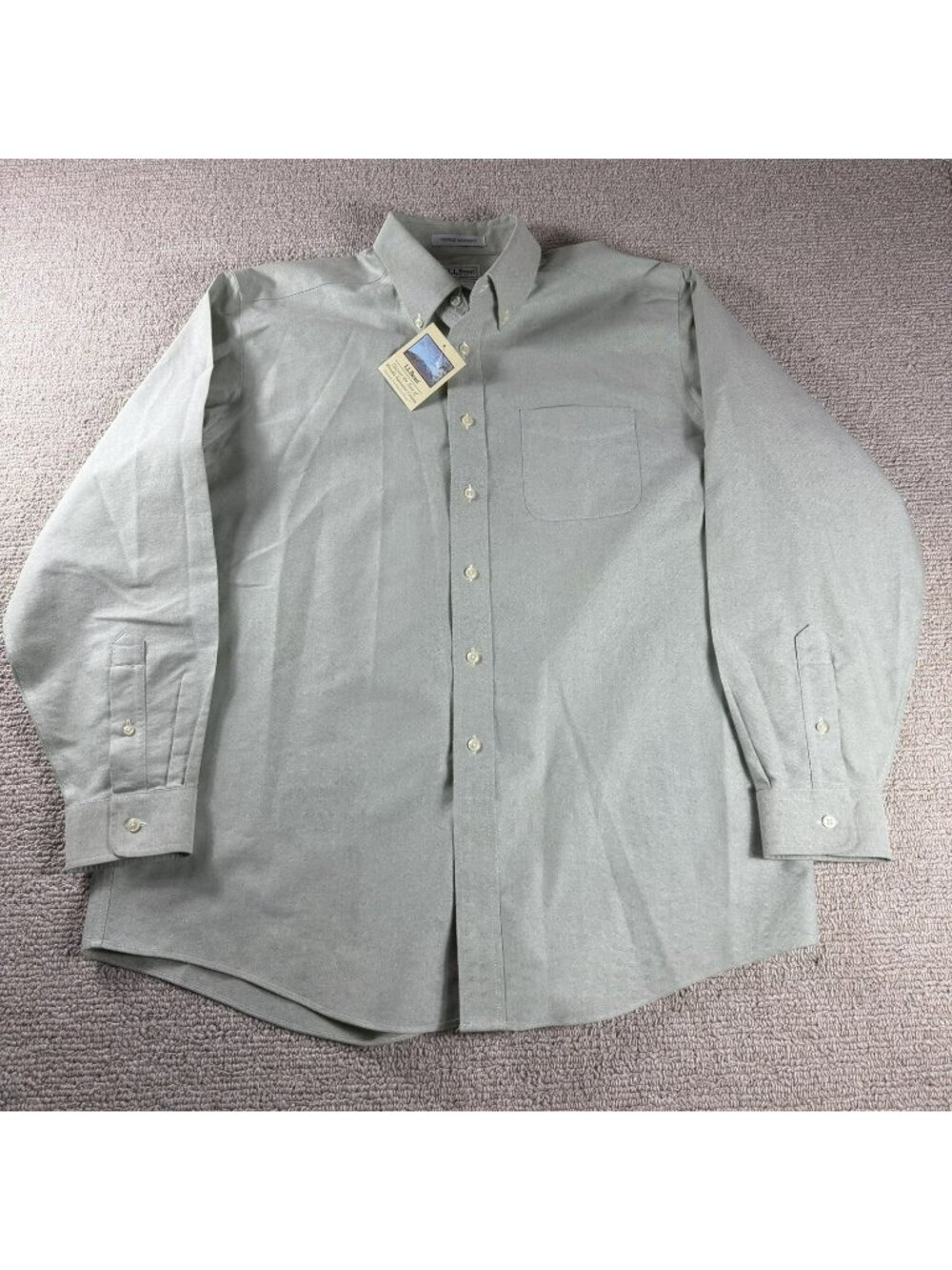 L. L. Bean Chambray Short Sleeve Shirt Green Men’s Size 17 - 35 / XL